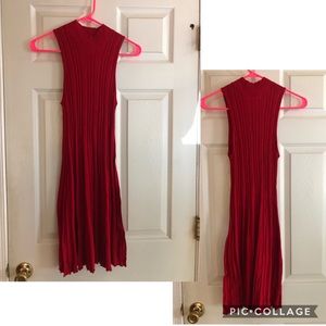 Midi Red Bodycon Ribbed Dress